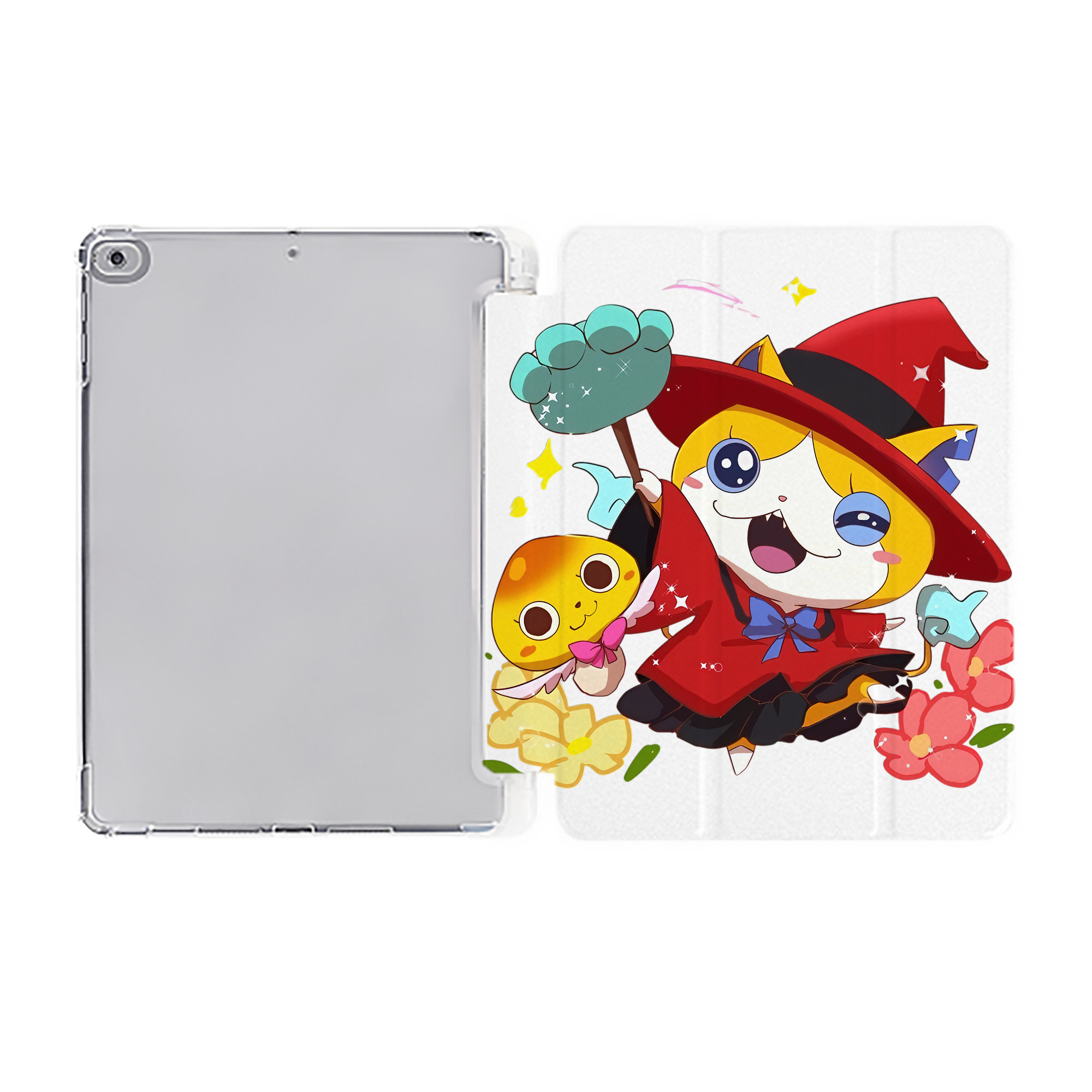 （画像用） 妖怪ウォッチ Yo-kai Watch IPad ケース ペン収納付き 三つ折りスタンド PUレザー×シリコン 対応機種9.5/10.5/10.9インチ